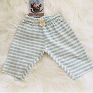 Bubele Baby Unisex Blue & Cream Pants 0-3M NWT